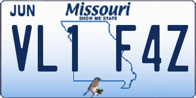 MO license plate VL1F4Z