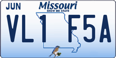 MO license plate VL1F5A