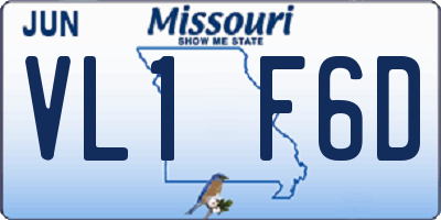 MO license plate VL1F6D