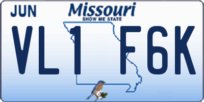 MO license plate VL1F6K