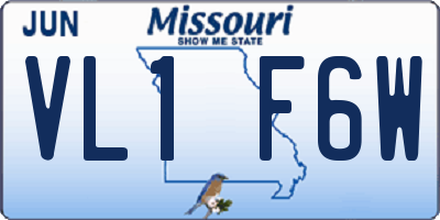 MO license plate VL1F6W