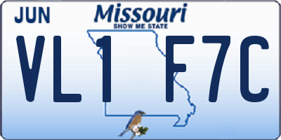 MO license plate VL1F7C