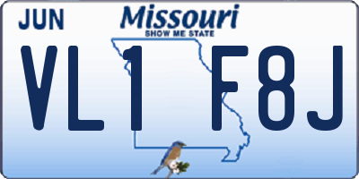 MO license plate VL1F8J