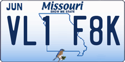 MO license plate VL1F8K