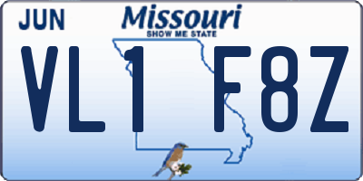 MO license plate VL1F8Z