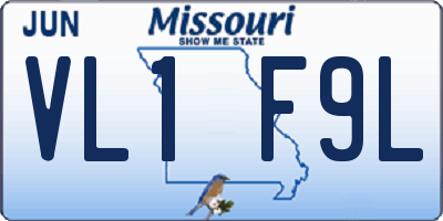 MO license plate VL1F9L