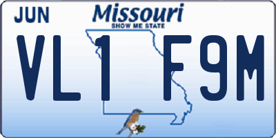 MO license plate VL1F9M