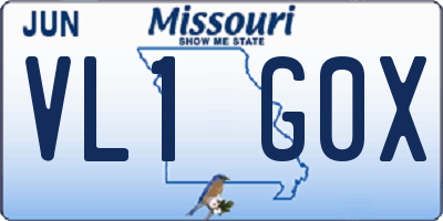 MO license plate VL1G0X