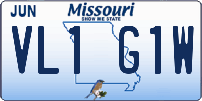 MO license plate VL1G1W