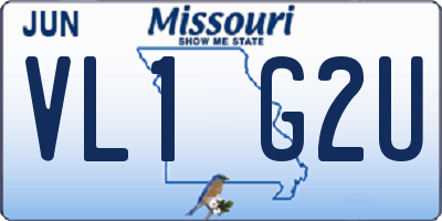 MO license plate VL1G2U