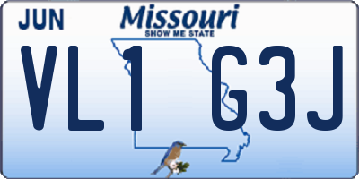 MO license plate VL1G3J