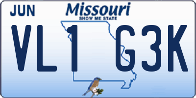 MO license plate VL1G3K