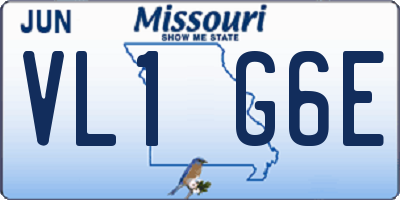 MO license plate VL1G6E