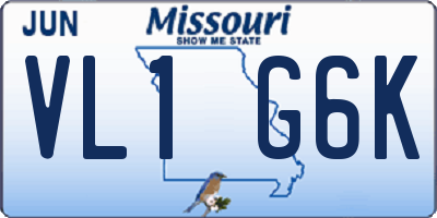 MO license plate VL1G6K