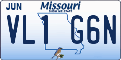 MO license plate VL1G6N