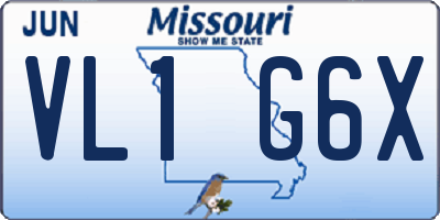 MO license plate VL1G6X