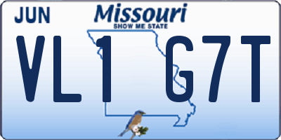 MO license plate VL1G7T