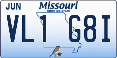 MO license plate VL1G8I