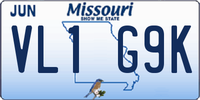 MO license plate VL1G9K