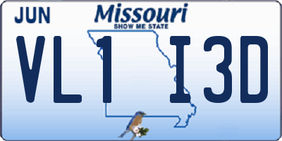 MO license plate VL1I3D
