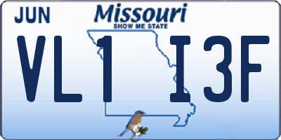MO license plate VL1I3F