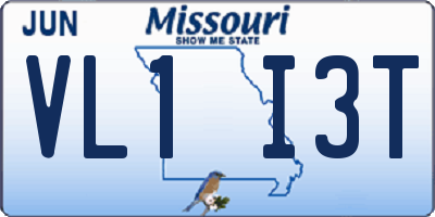MO license plate VL1I3T