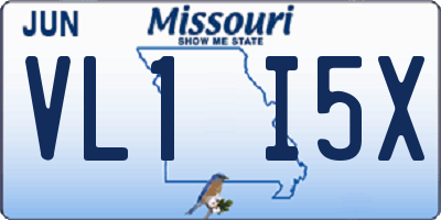 MO license plate VL1I5X