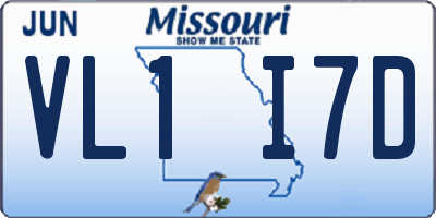 MO license plate VL1I7D