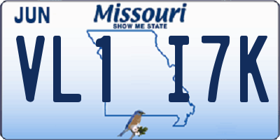 MO license plate VL1I7K