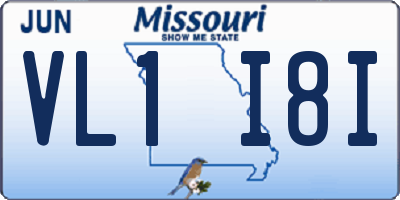MO license plate VL1I8I