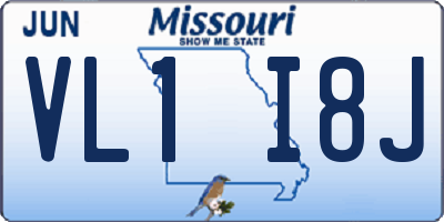 MO license plate VL1I8J