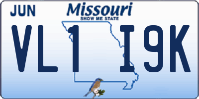 MO license plate VL1I9K