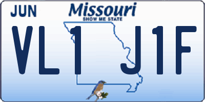 MO license plate VL1J1F