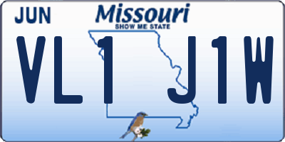 MO license plate VL1J1W