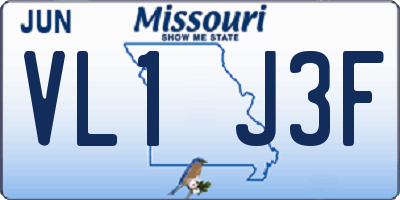 MO license plate VL1J3F