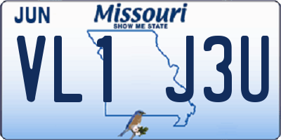 MO license plate VL1J3U