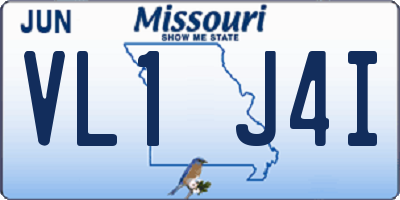 MO license plate VL1J4I