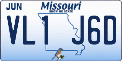 MO license plate VL1J6D