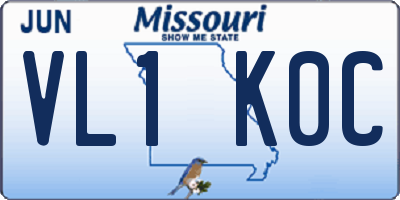 MO license plate VL1K0C