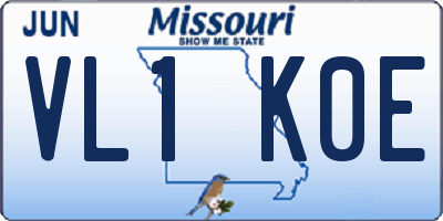 MO license plate VL1K0E
