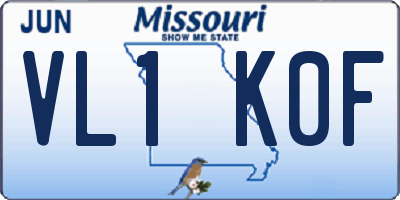 MO license plate VL1K0F