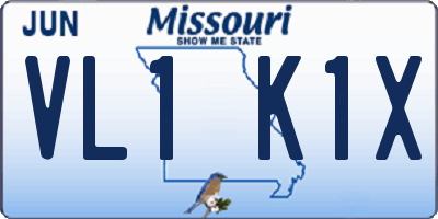 MO license plate VL1K1X