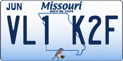 MO license plate VL1K2F