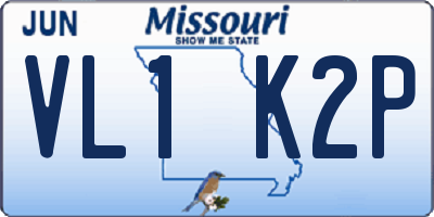 MO license plate VL1K2P