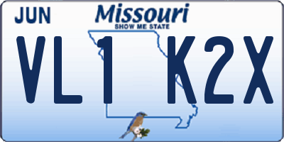 MO license plate VL1K2X