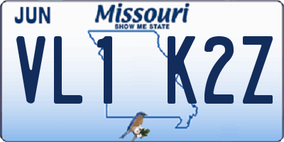 MO license plate VL1K2Z