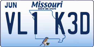 MO license plate VL1K3D