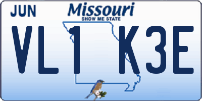 MO license plate VL1K3E