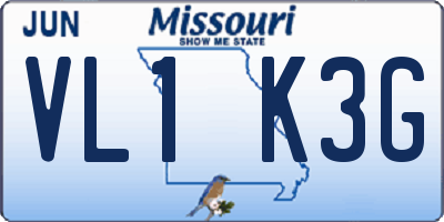 MO license plate VL1K3G