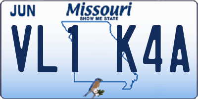 MO license plate VL1K4A
